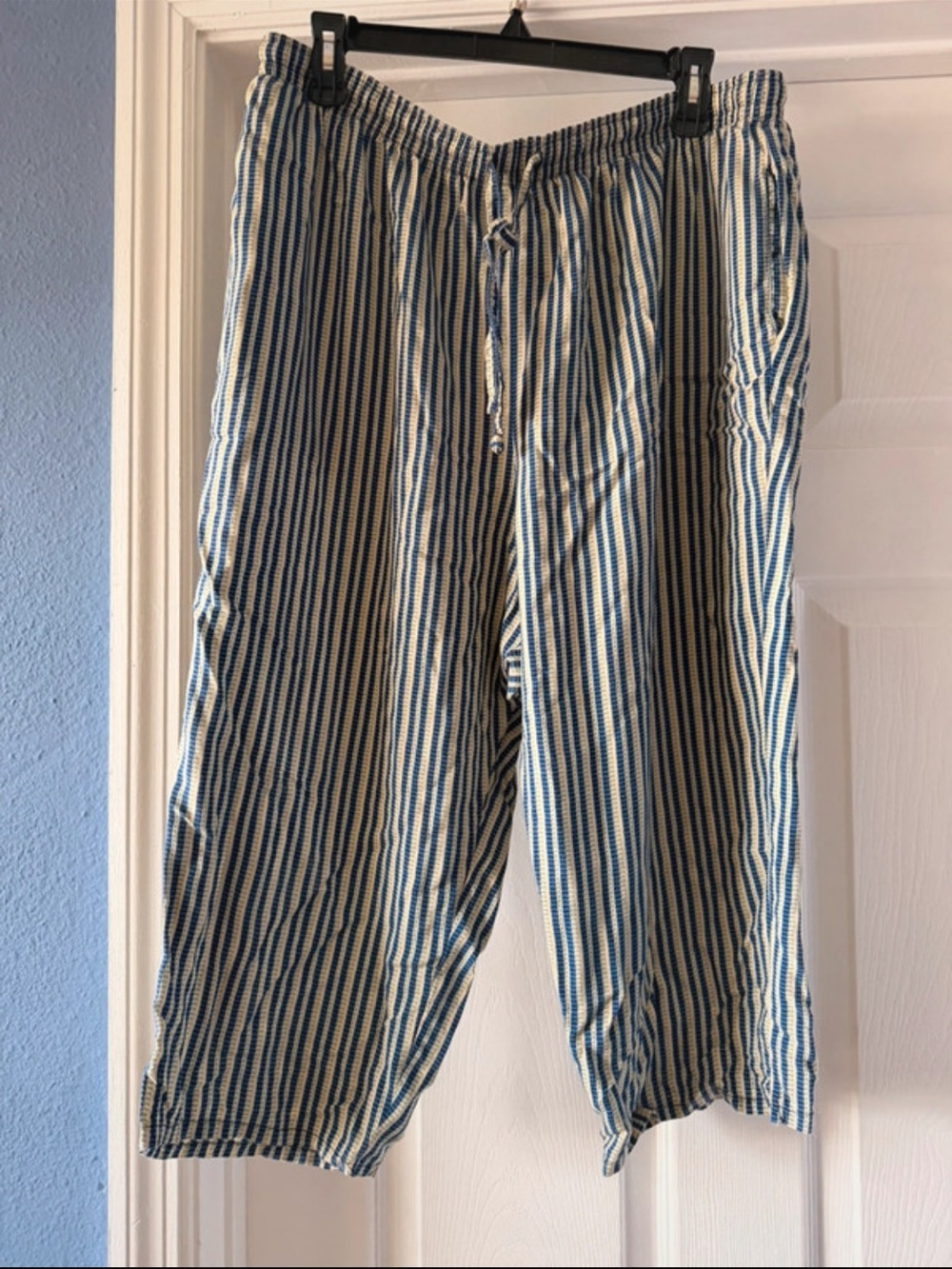 Sag Harbor Blue and White Striped Drawstring Lounge Pants